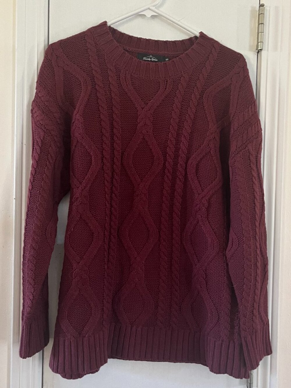 Burgundy Cable-Knit Crewneck